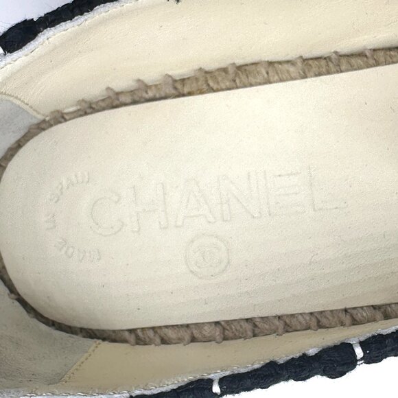 CHANEL 15S 2015 Classic Tweed Patent Cap Toe CC Logo Espadrilles Flats Shoes - Picture 14 of 16